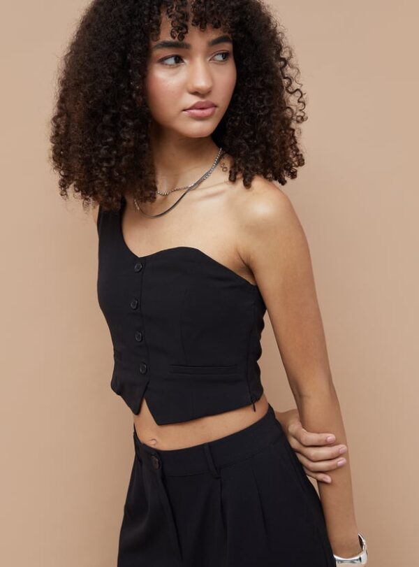 GINGER Solid One-Shoulder Crop Top - Image 3