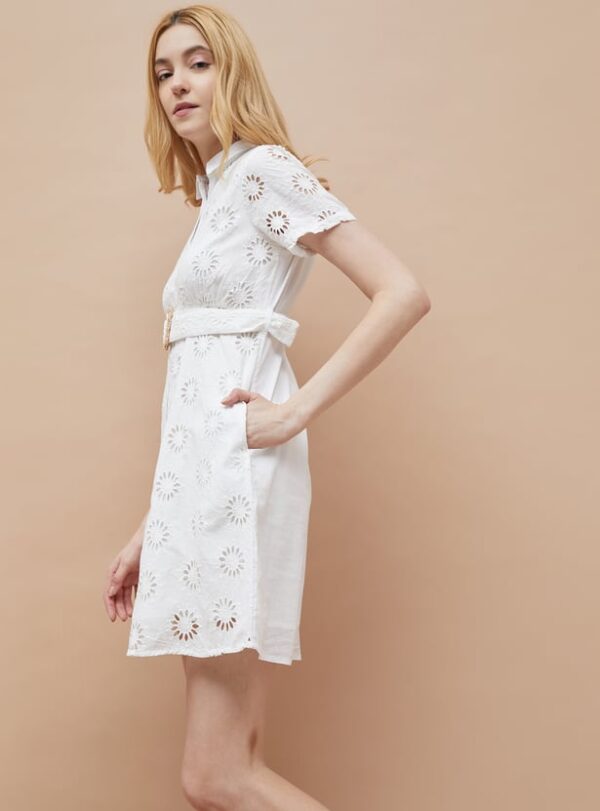 FAME FOREVER Schiffli Shirt Dress with Belt - Image 4
