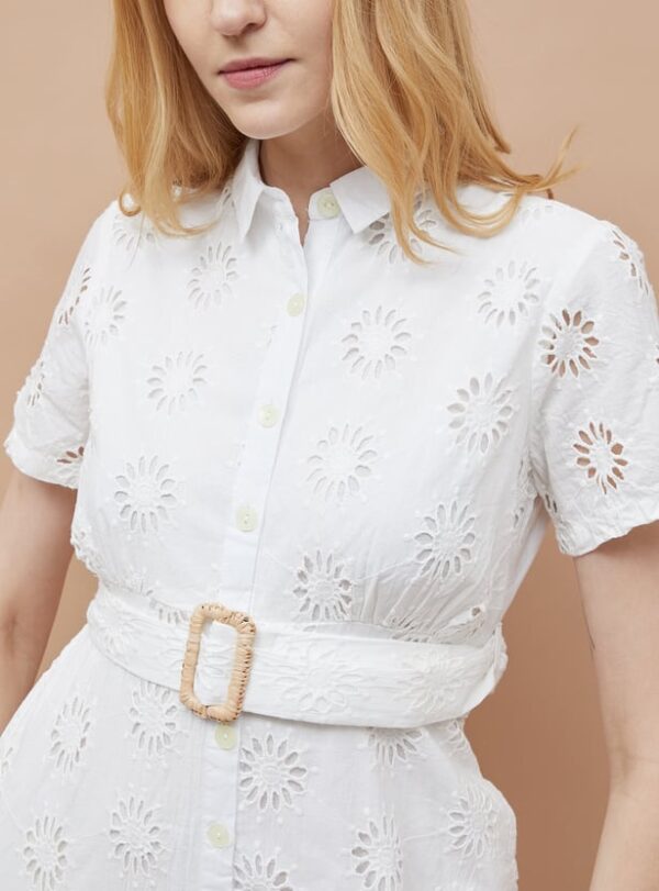 FAME FOREVER Schiffli Shirt Dress with Belt