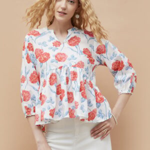 COLOUR ME Floral Print Peplum Top