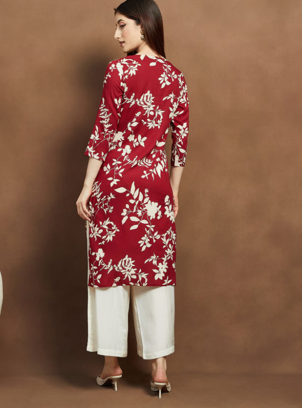 MELANGE Floral Print Straight Kurta - Image 4